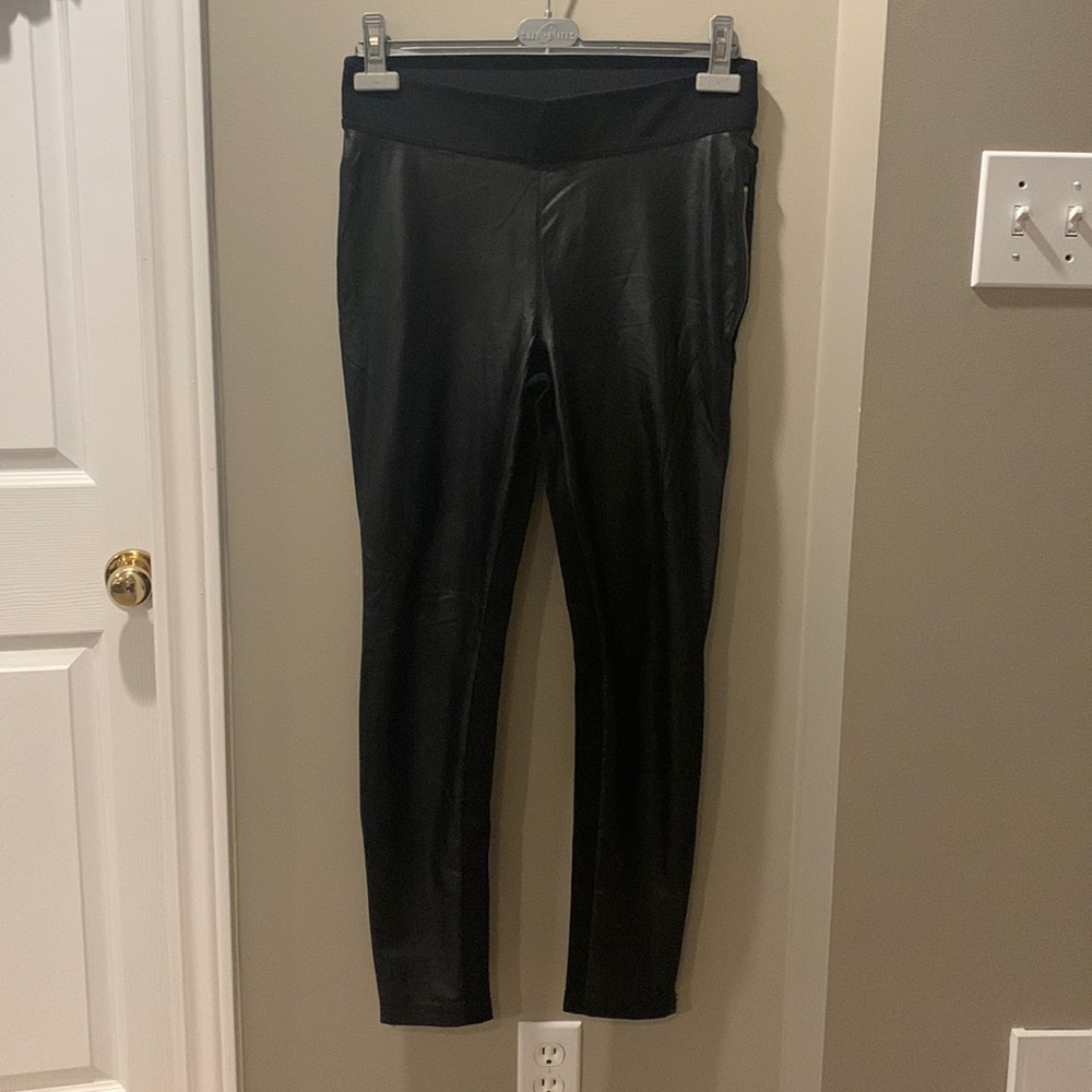 Black faux leather pants